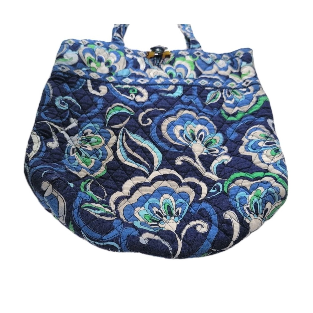 Vera Bradley Mediterranean Blue Purse Tote Bag Medium Toggle Int Pockets Retired - Picture 2 of 6